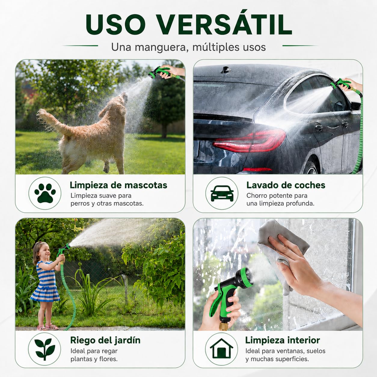 Manguera Extensible 22.5M, Manguera Jardín Retráctil 10 Modos, Manguera Agua TPE Reforzado 2500D, Conector Metal, para Jardín Mediano, Lavado Coche Terraza (7.5M a 22.5M)