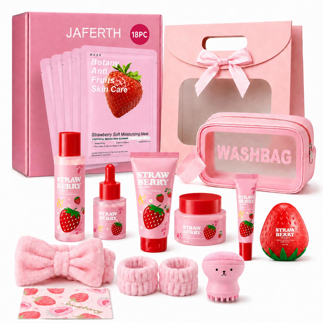 18PC Strawberry Vitamin C Skin Care Set for Teens and Kids