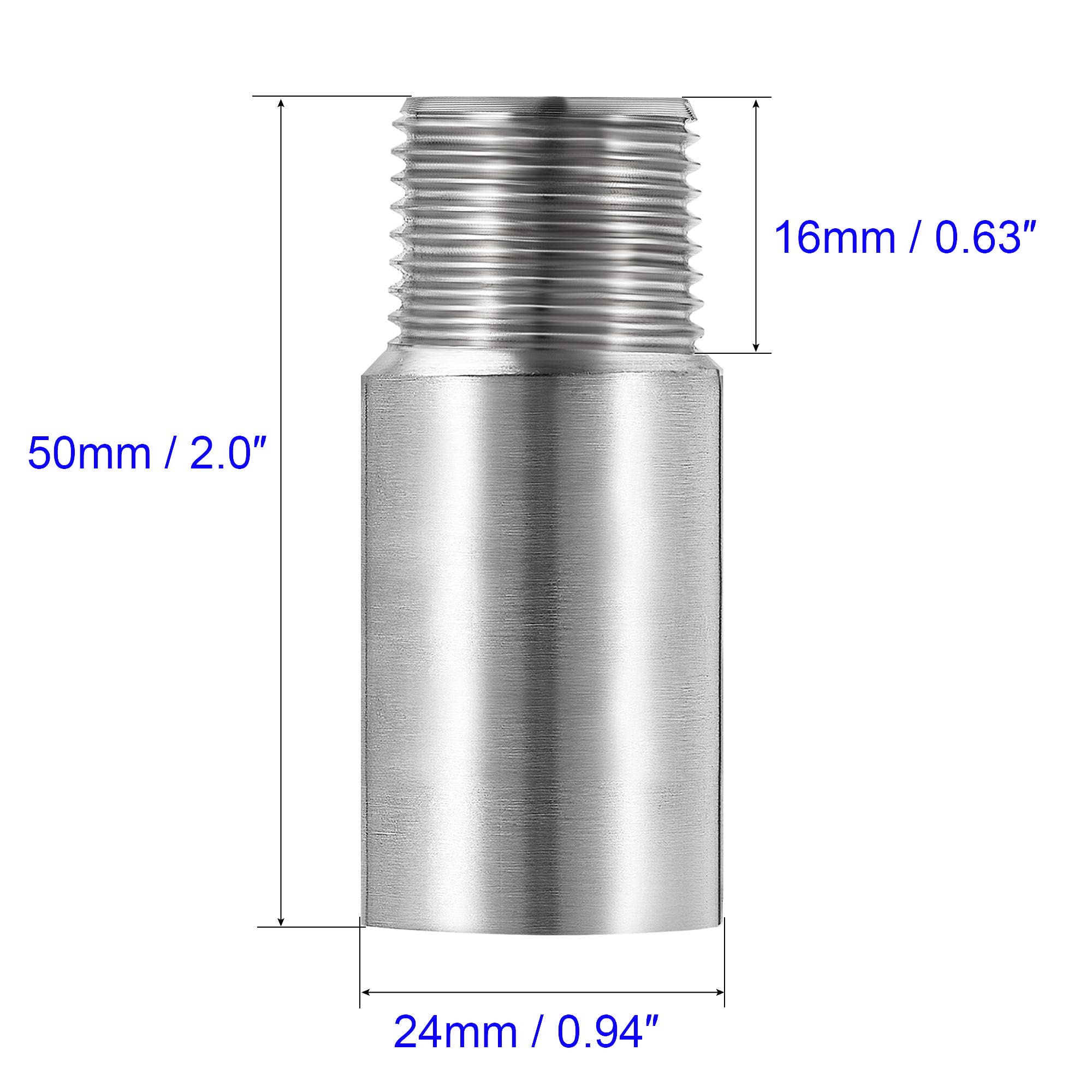 Unifizz Shower Head Extension Arm,50mm Shower Arm Extension Shower Head Extender 304 Stainless Steel 1/2PT Male to 1/2PT Female Thread - Image 2