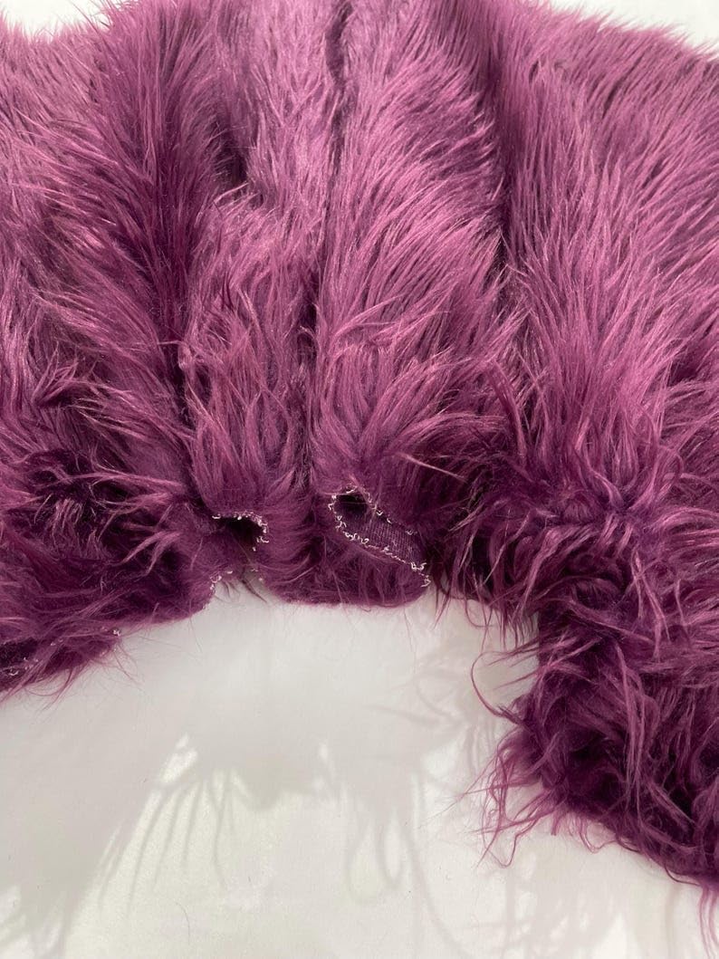 New Creations Fabric & Foam Inc, Shaggy Faux Fur Fabric by Yard, Long Pile Luxury Shaggy Craft. (Plum)