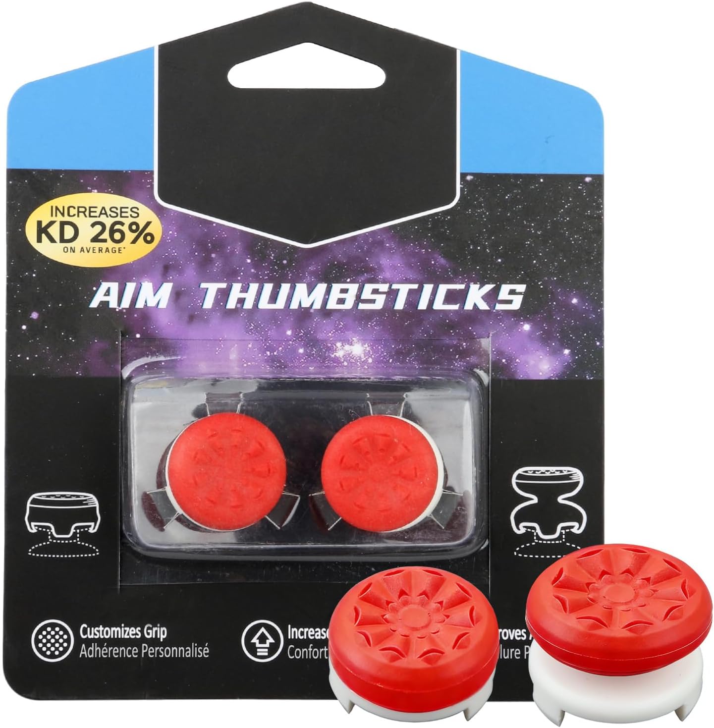 Controller Thumb Grips for PS4 PS5, Silicone Joystick Grips Thumb Stick Caps High-Rise & Mid-Rise for PS4/5 FPS Thumbsticks to Help with Control Aim Improve Accuracy Comfort Reduce Fatigue 2Pcs Red