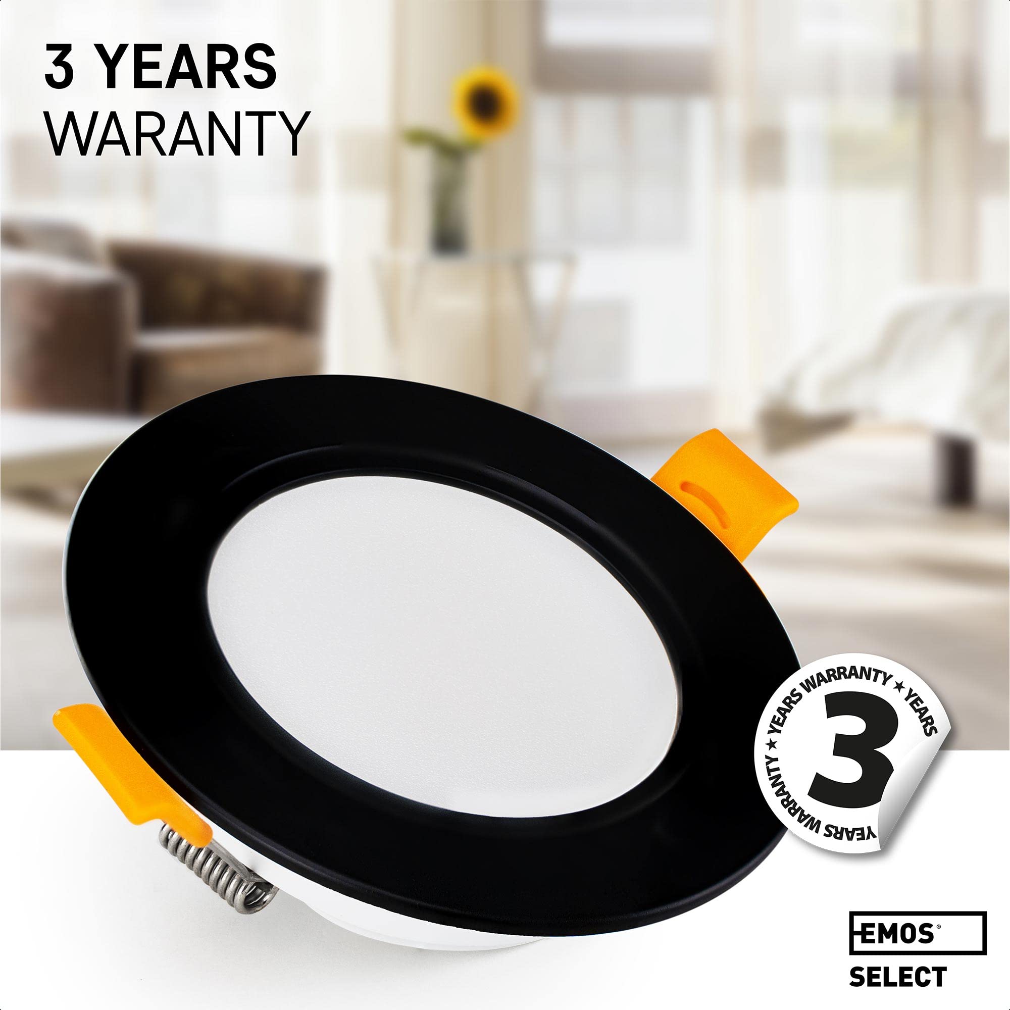 EMOS Exclusive Foco LED empotrable de 230 V, 5 W, 500 lm, 3000 K, blanco cálido, juego con 3 focos downlight para baño, resistente al agua IP54, foco empotrable de 230 V, redondo, diámetro de 95 mm
