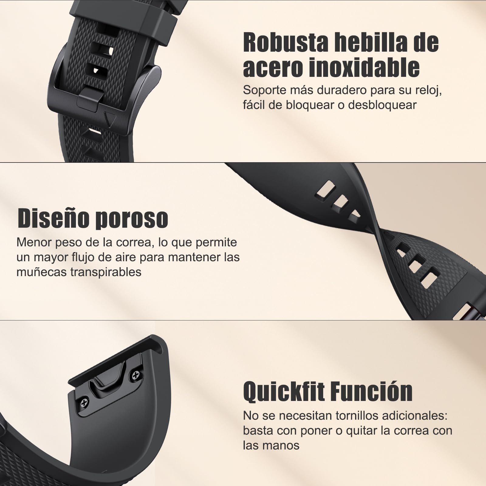 Pasek Silikonowy 22mm do Garmin Fenix 5/6/7, Instinct, Forerunner 935/945, Epix 2, Descent G1, Approach S60, Quatix 5, Czarny