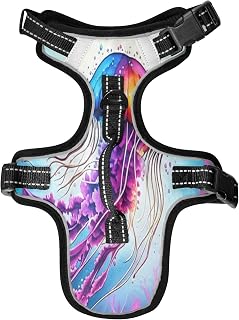 Beautiful Jellyfish No Pull Dog Harness, Adjustable Vest with Reflective Straps for Walking Training, Comfortable Breathable Pet Cat Vest Harness, Small
