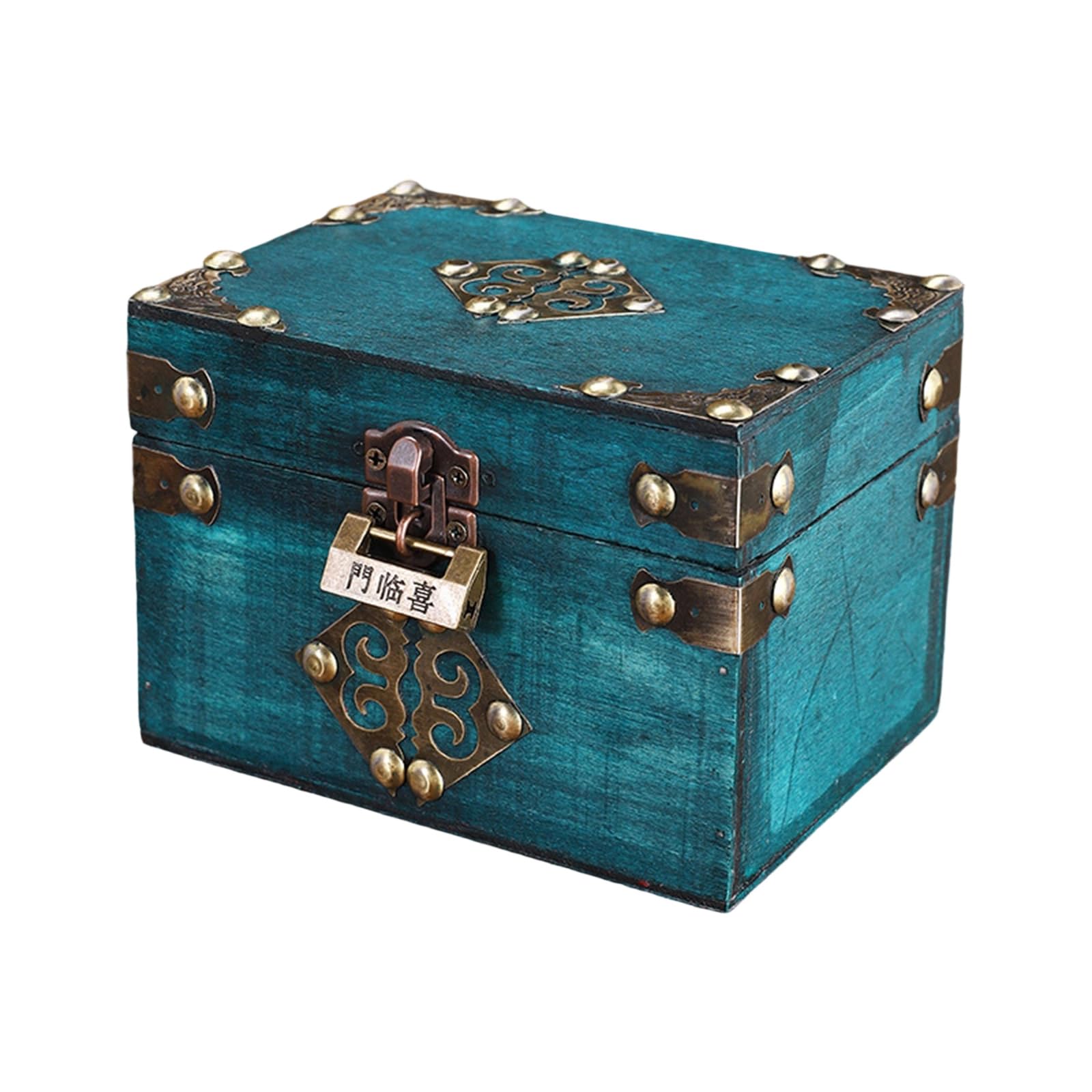 ZBIianxer Classical Jewelry Box with Secure Locking for Valuables and Collectibles Retro Wooden Traditional Organizers Keepsakes Rural Trinket Small Chest