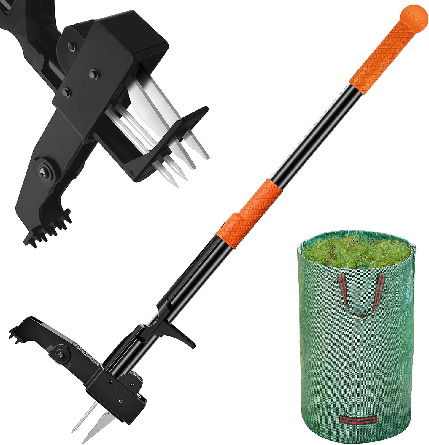 Photo 1 of Puller Tool Stand-Up - 40" Long Handle Weed Picker with Leaf Bag, 4 Claws Stainless Steel & Foldable Foot Board, Easy Weeding Removal, No Bending 101.6 cm