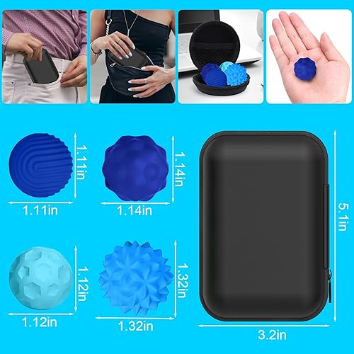 Miniatura 49 de BUSOHA Bolas de silicona para la ansiedad, paquete de 4 juguetes para adultos, juguetes sensoriales para adultos, adolescentes, regalos para calmar
