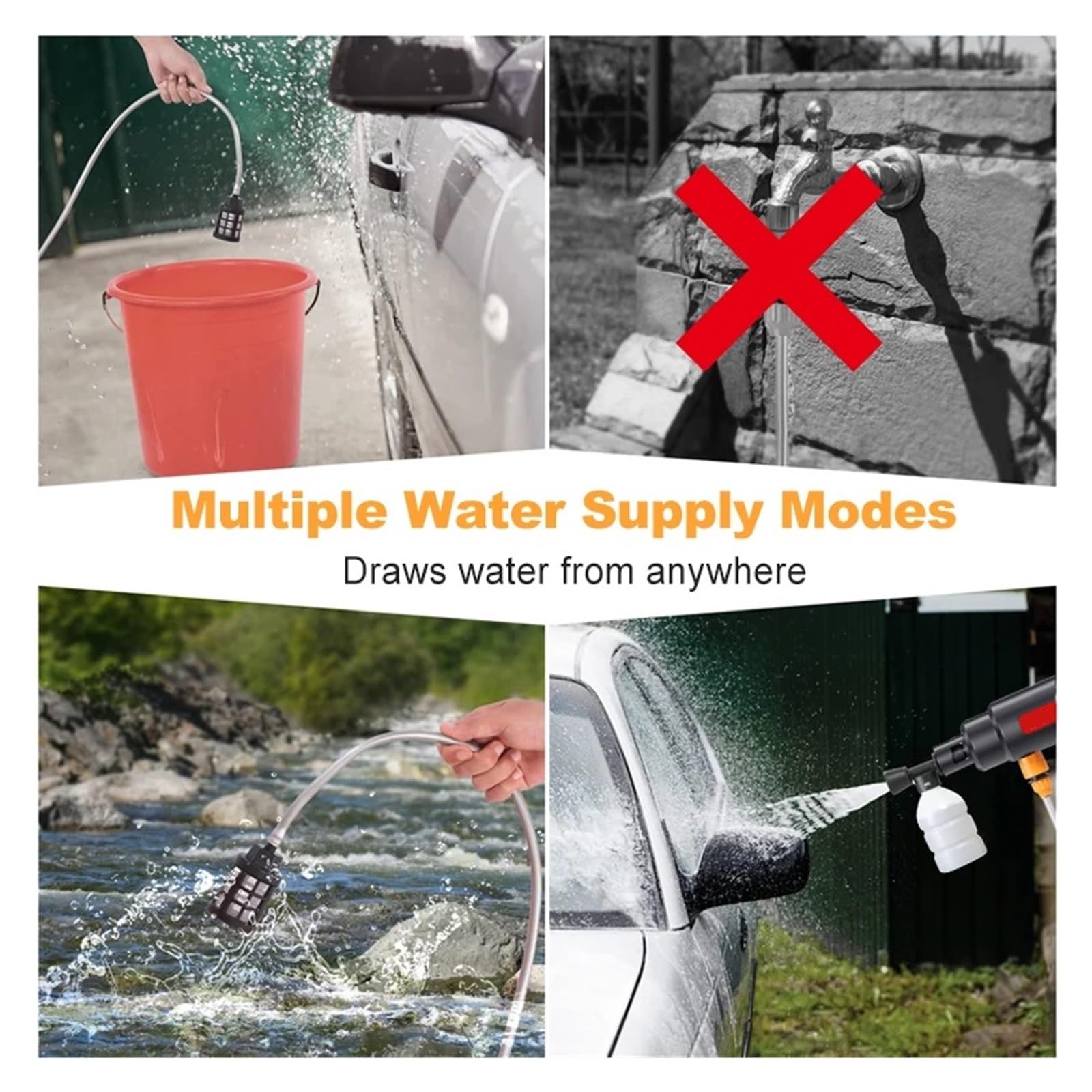 Pistola pulverizadora con manguera Boquilla, Batería De Litio Recargable 21V-Lavadora-Alta Presión-Generador-Agua-Espuma-0-45Boquilla-40/80Wh(40Wh)