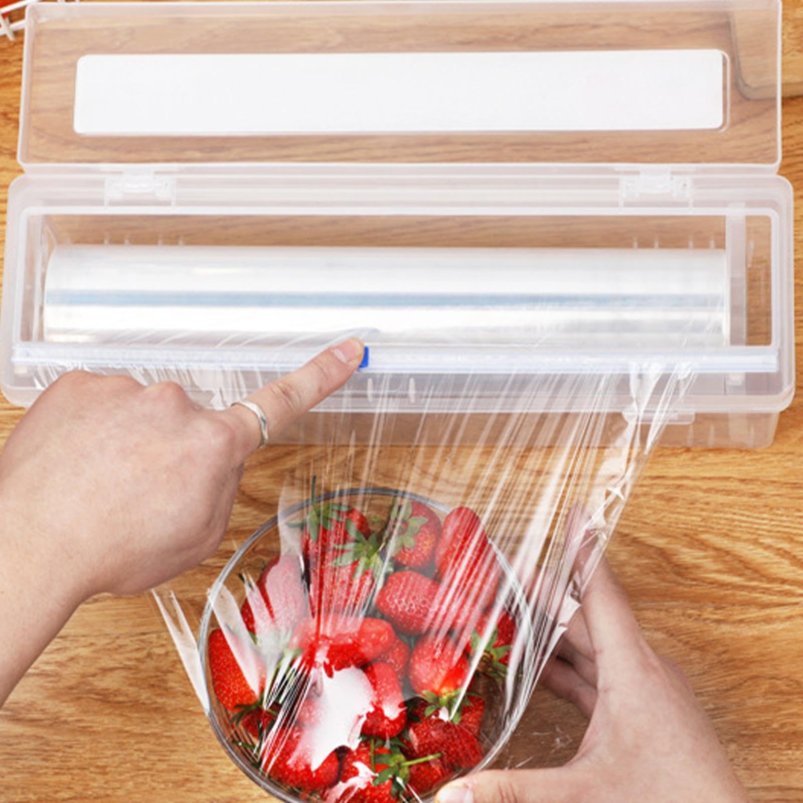 55 cm Wickelspender mit Cutter, Frischhaltefolienspender und Schneider, nachfüllbarer Lebensmittelverpackungsspender mit Gleitschneider für Zuhause und Küche
