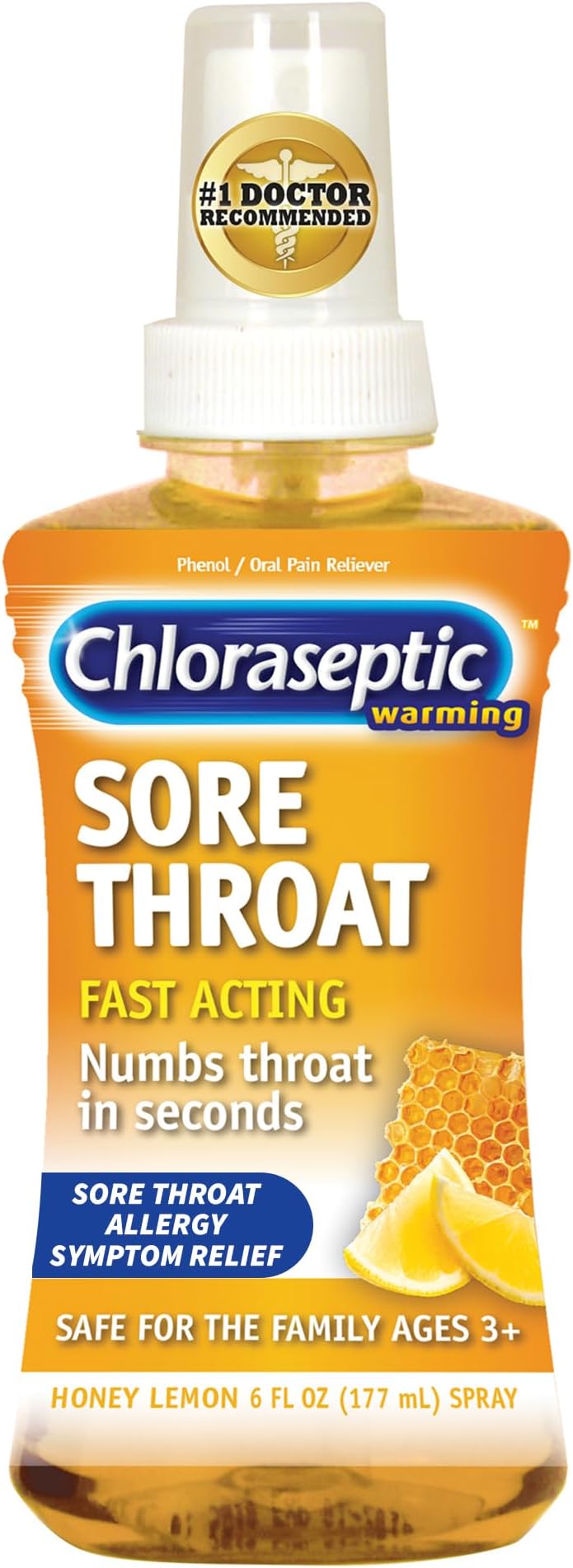 Chloraseptic Sore Throat Spray, Warming Honey Lemon Flavor, 6 fl oz