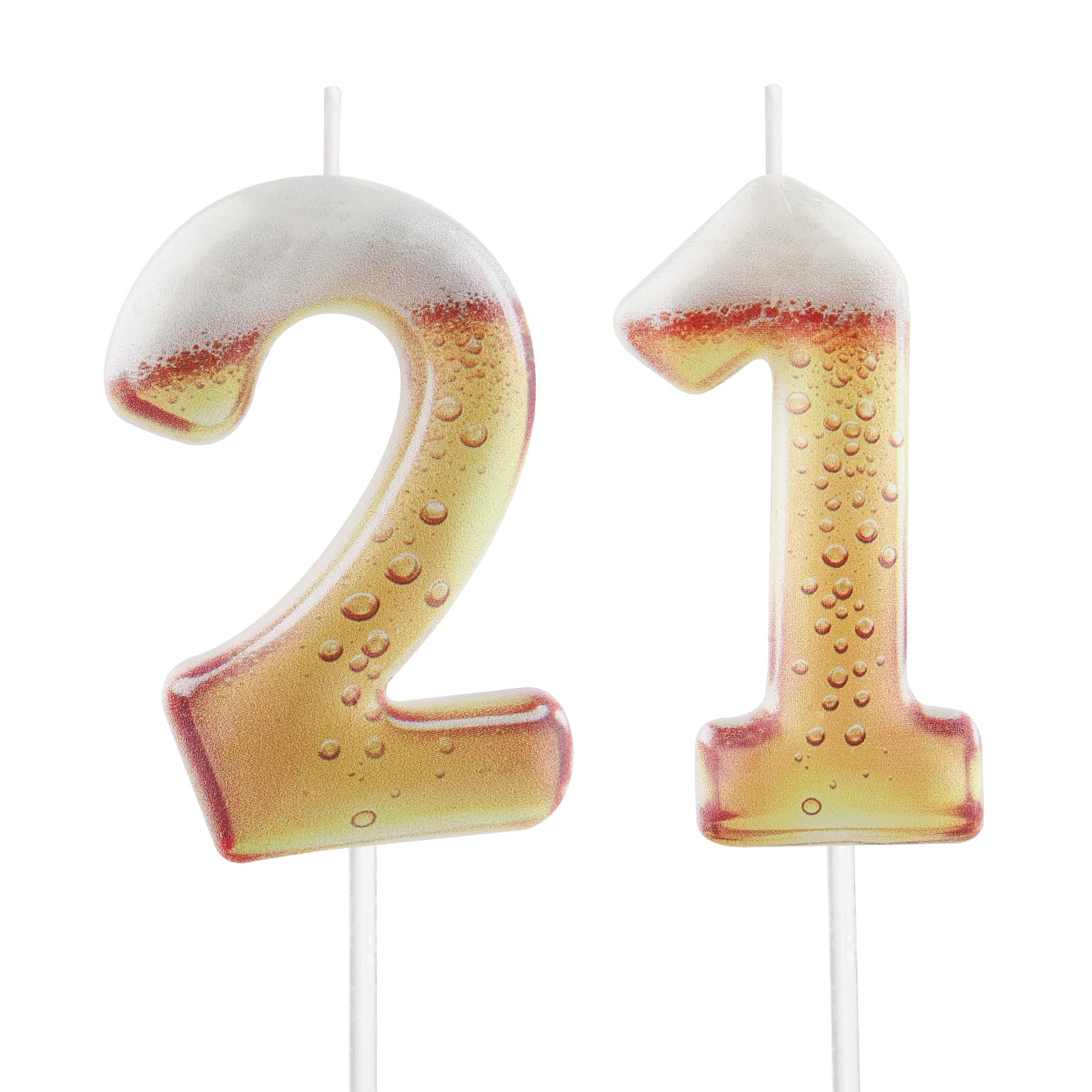 Hongplus Printed Beer Themed 21st Birthday Candles for Cake, Funny Number 21 Candle for Birthday Decorations, Beer Design Cake Decorations for Women Men Beer Lover Birthday Party Anniversary