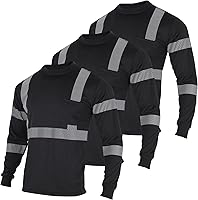 Vista 9 de VENDACE 3 piezas de camisetas de seguridad reflectantes de alta visibilidad de manga larga para trabajo en construcción para hombres Clase 3