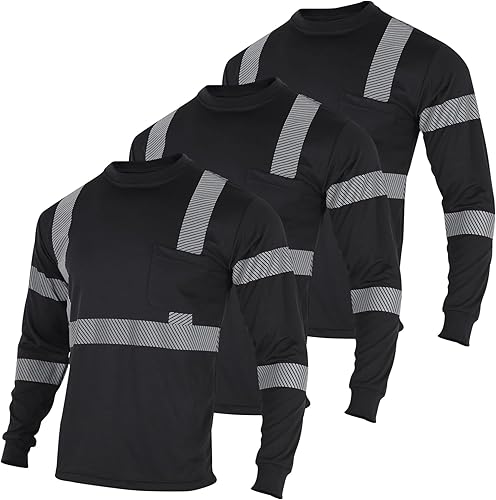 Camisetas de seguridad reflectantes de alta visibilidad Hi Vis, manga larga, para trabajo de construcción, 3 piezas, para hombres