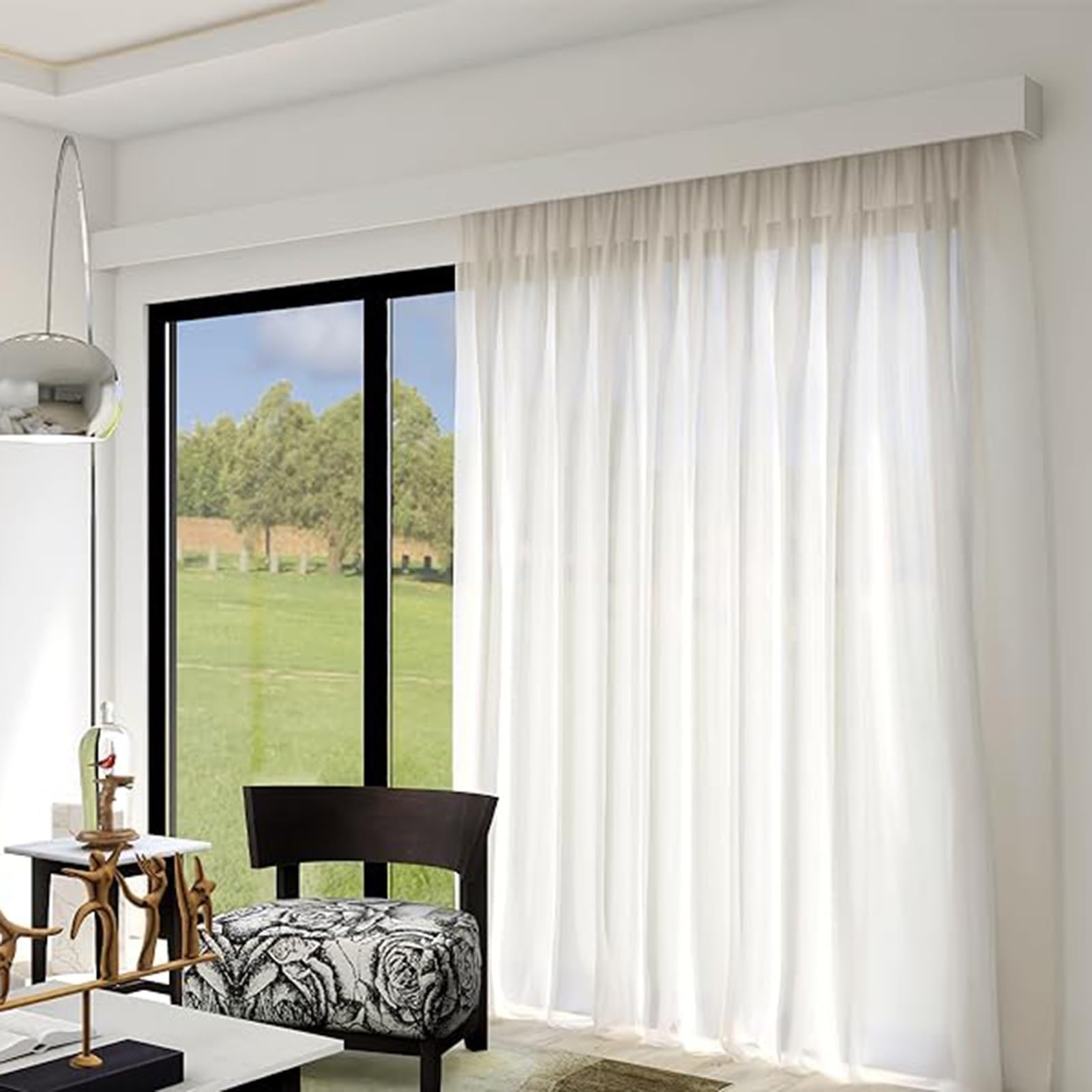 Generico Sistema di binari per Tende, cassonetto per mantovana per Tende a soffitto o a Parete con Binario - 140 cm (4,6 Piedi) Sistema di binari Decorativi per mantovana per Tende a Scomparsa - Eleg