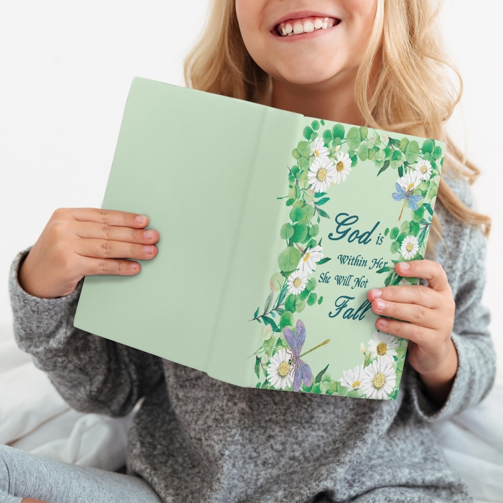 Kuiaobaty Lord Quotes Print Book Sleeve Bible Stretchy Fit Cloth Book Cover, Dragonfly Daisy Flowers Book Cover for Diary Novel - Image 3