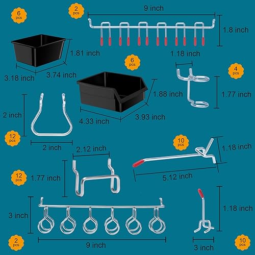 Vista 16 de Kit organizador de accesorios de tablero de clavijas de 310 piezas, cestas de tablero de clavijas y soporte para toallas de papel para ganchos