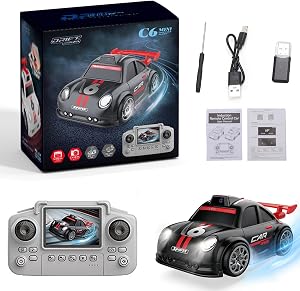 Mini RC Drift Car, 2.4GHz FPV RC Drift with HD Camera & Live Display - 2.4 Inch Screen Remote, Follow Me & Escape Modes, Drift & Music, 25 Min Runtime, Remote Control Car Toy (Black)