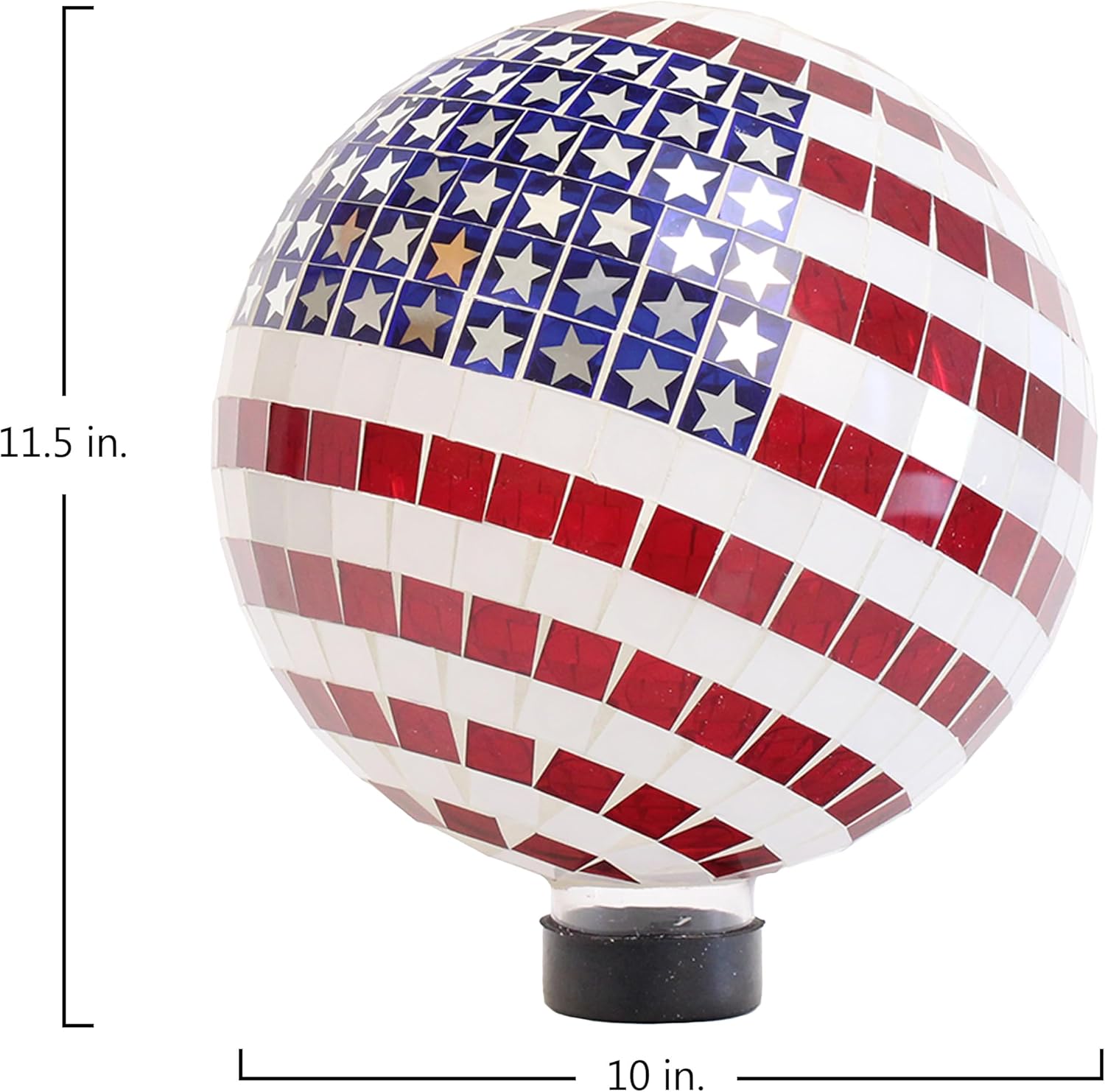 Echo Valley 1776 Americana Mosaic Gazing Globe Patriotic Outdoor Décor for Lawns and Gardens, Red/White/Blue, 10 inches