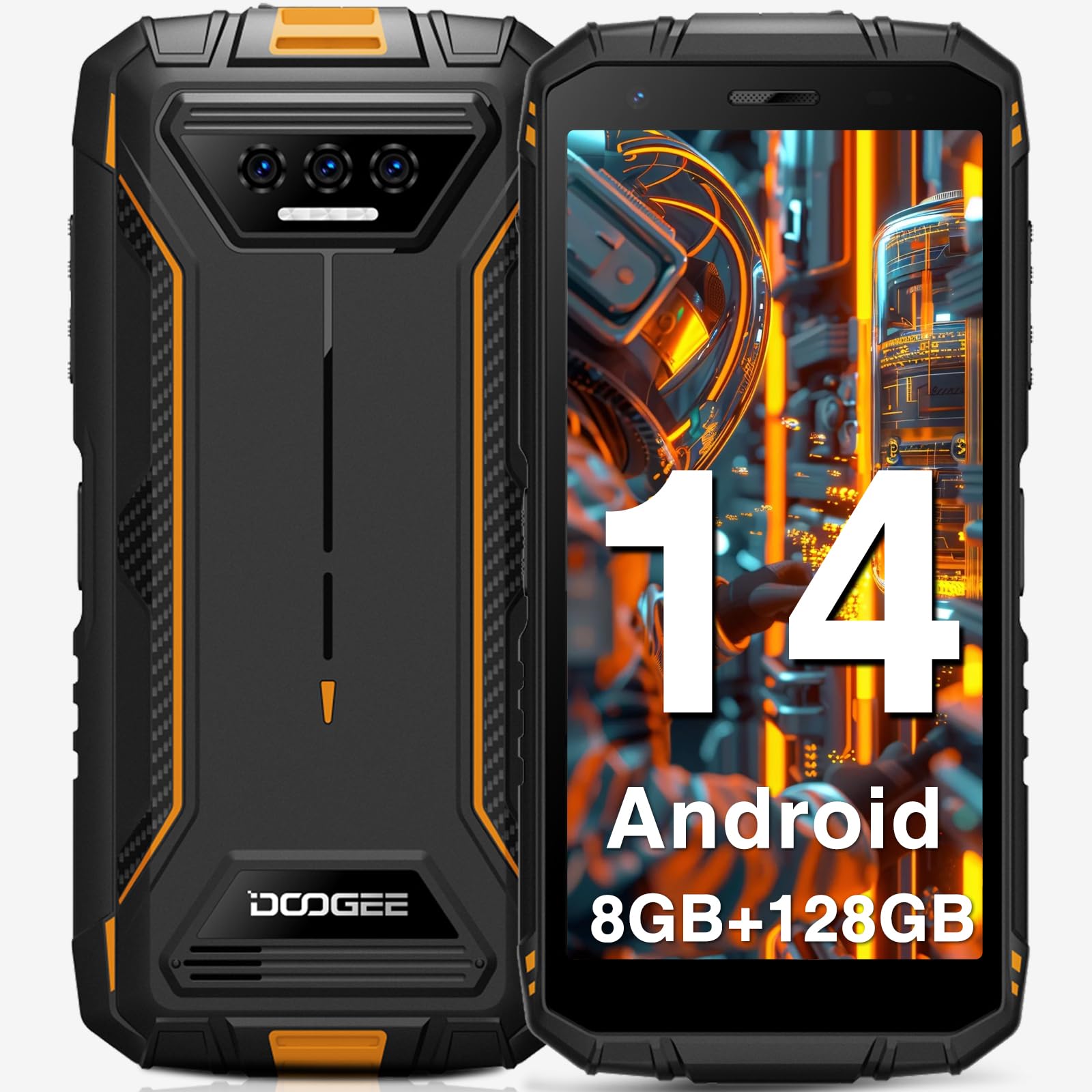 DOOGEE S41 Plus Rugged Smartphone 2024,6300mAh Battery,8GB+128GB/TF 1TB,Android 14 Smartphone,Octa Core,IP68 Waterproof Phone,13MP AI Main Camera Rugged Phone,5.5" IPS HD+ Display,Face Unlock,OTG/NFC