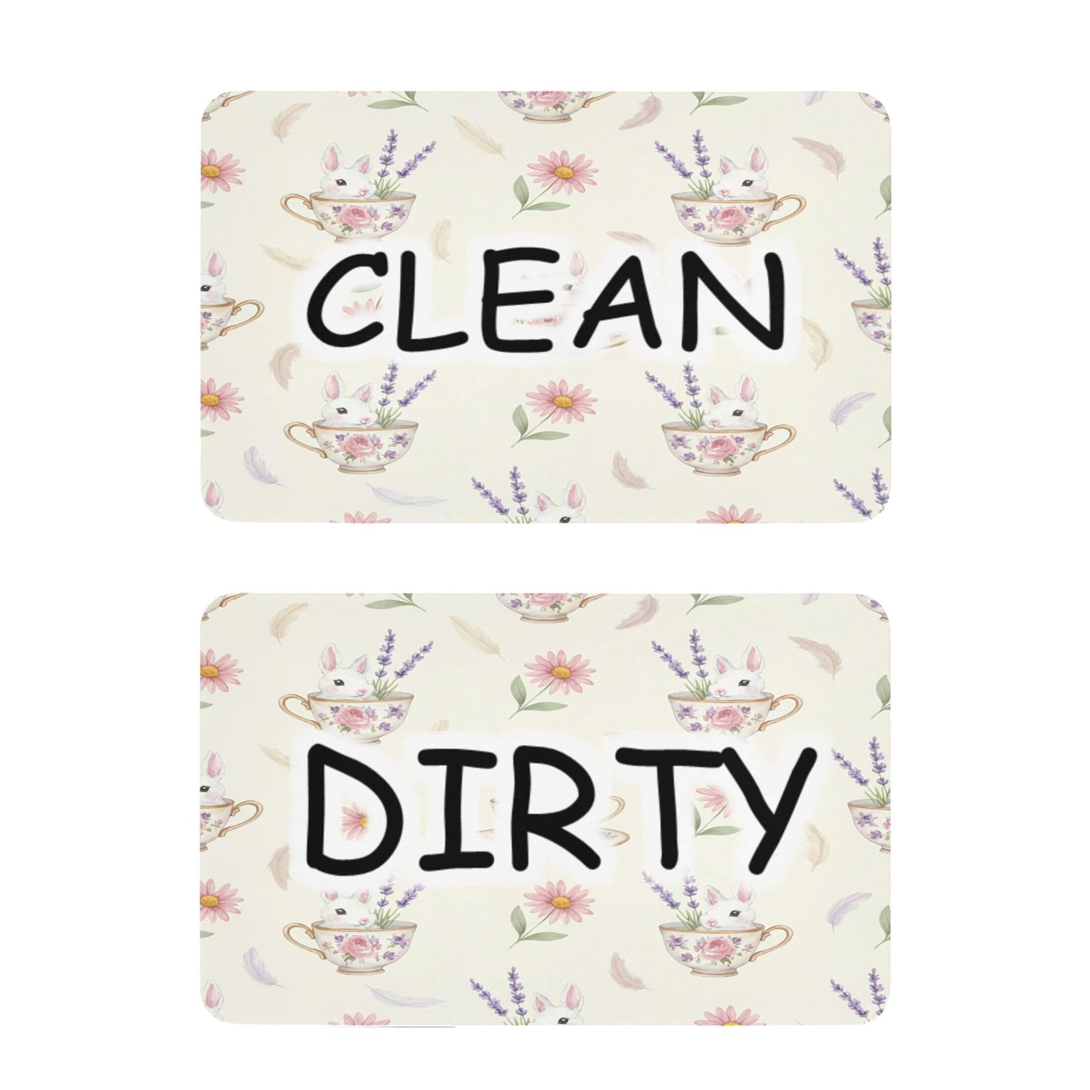 Kutsu Dishwasher Magnet Clean Dirty Sign Indicator, Bunny Fridge Magnet, Easy to Read, 2 Pack