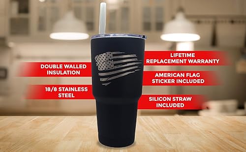 Miniatura 4 de Faith Cross - Vaso patriótico de 30 onzas, taza de viaje con bandera estadounidense, taza de viaje para café patriótico, vaso de 30 onzas con doble