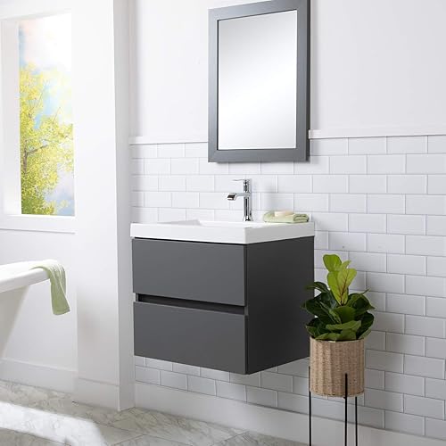 Miniatura 4 de Spring Mill Cabinets Innes - Tocador de baño con fregadero 24 pulgadas cemento Gris profundo, gris