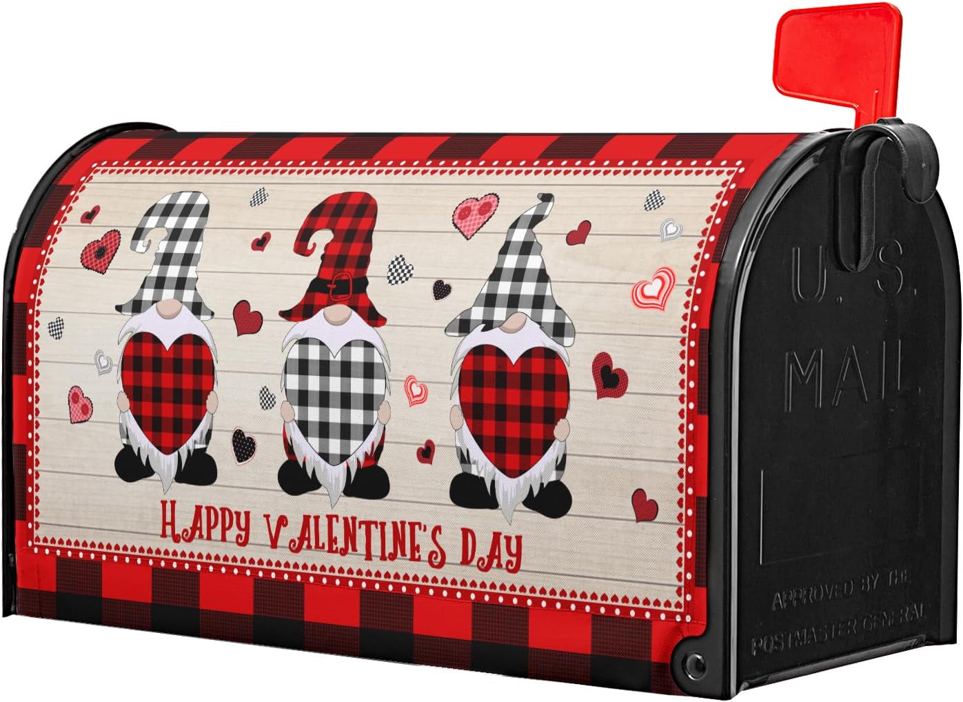 Valentine Gnomes Mailbox Cover Magnetic Standard Size 18" X 21" Happy Valentine's Day Mailbox Wrap Holiday Decorations Post Letter Box Cover for Home Garden