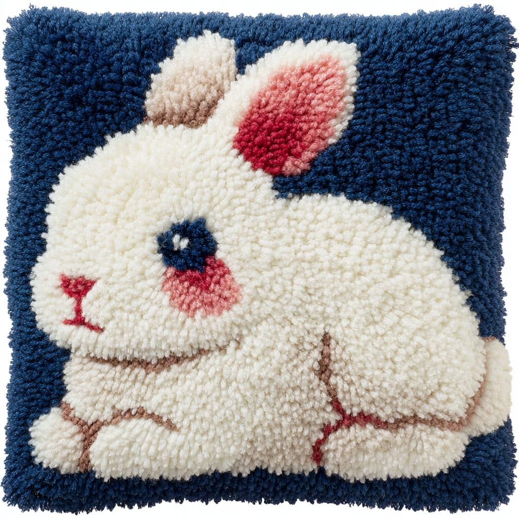 WallustrioaW Latch Hook Cushion Kits 43x43cm,Animal Rabbit