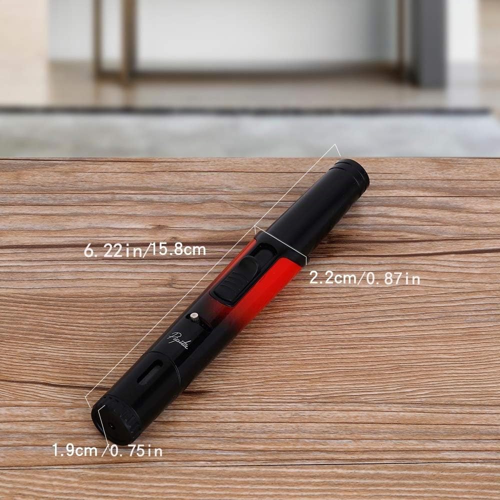 Lot de 2 briquets tempête au butane rechargeables – Briquet flamme réglable pour barbecue – Flamme unique (rouge)