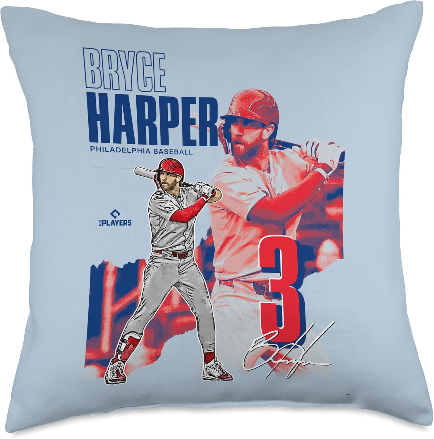 Bryce Harper | Philadelphia MLB Baseball Players| MLBBHA304N Throw Pillow