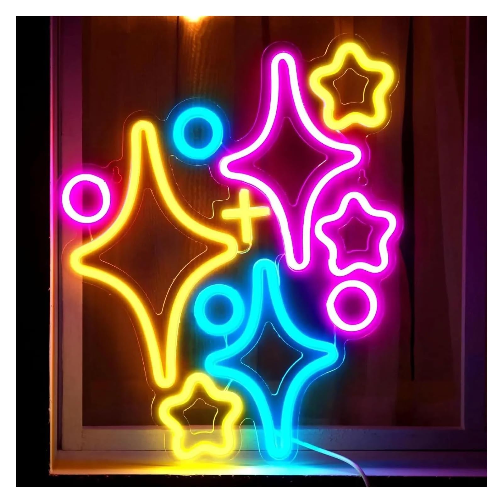 LEMST Signs Lamp Stars Neon Sign Neon Sign for Wall Decoration with USB Dimmable Neon Sign for Different Occasions Like Bar Party 30x36cm