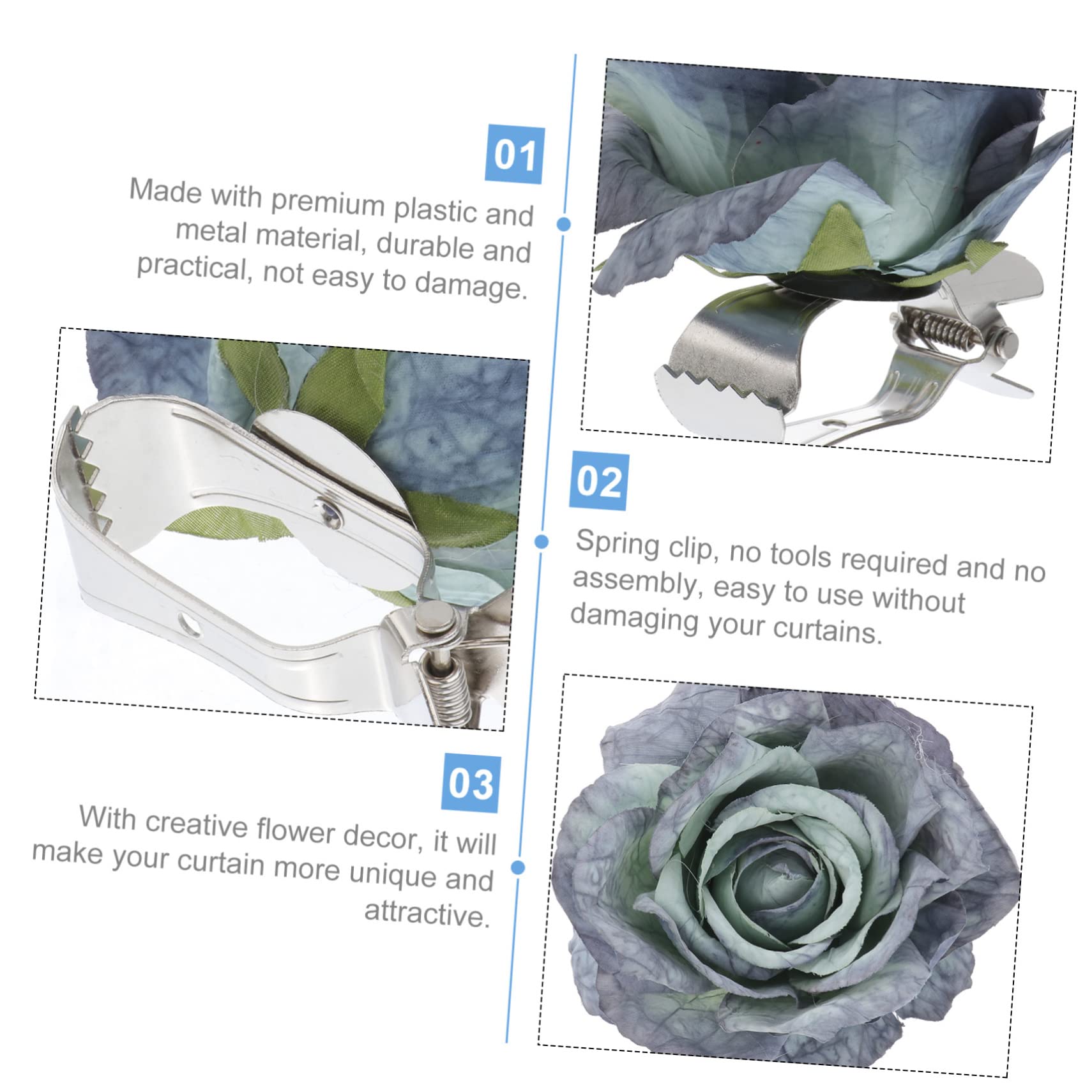 8pièces Pince à Rideau Élégante Fleurs Clips De Décoration pour Rideaux Modernes Accessoire Pratique pour Maison Et Bureau