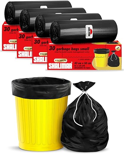 Shalimar Premium Garbage Bags ( Lavender Fragrance ) Size 17 X 19 Inches (Small) 120 Bags (4 rolls) Dustbin Bag/Trash Bag – Black Color