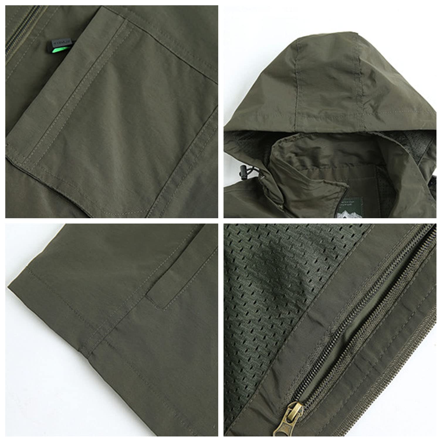 Chaleco Multibolsillos para Hombre Chaleco Pesca Casual Al Aire Libre Chaleco Sin Mangas Práctica Fotografía Chaqueta con Capucha A Prueba De Viento
