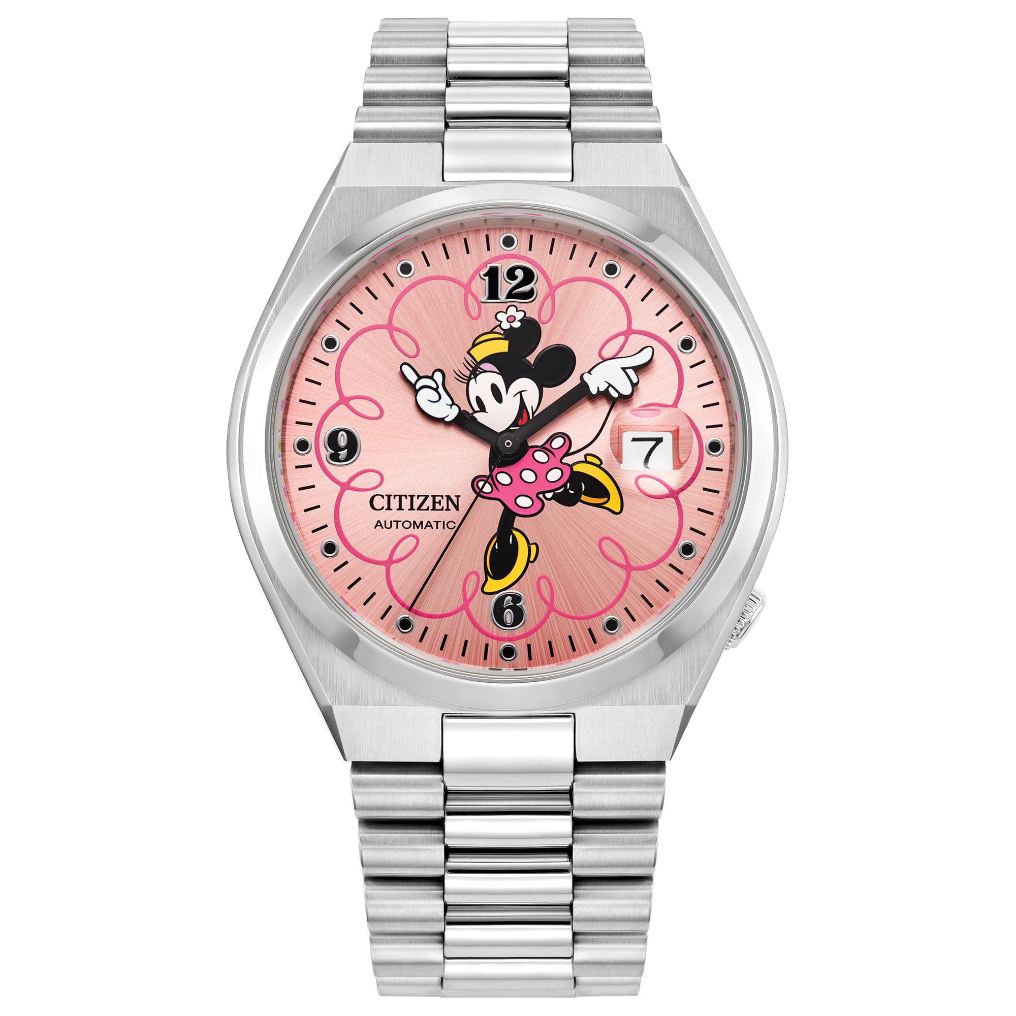 Unisex Automatic Tsuyosa Minnie Mouse Pink Sunray Dial Stainless