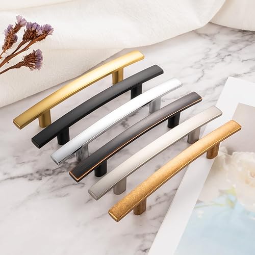 Miniatura 6 de Tirador Caroline ZP2204 con barra curvada de bronce aceitado de 3 pulgadas, tirador de gabinete de cocina, paquete de 10, herrajes sólidos para