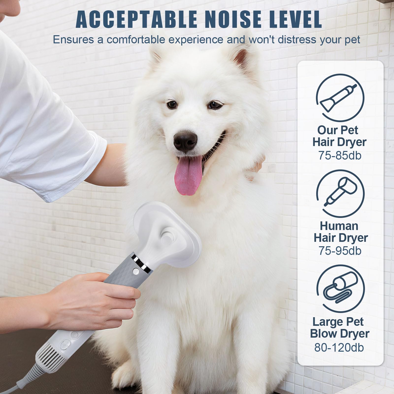 Ownpets Secador de pelo 5 en 1 para perros, secador de pelo portátil, secador de pelo portátil para mascotas, secador de pelo silencioso para perros y gatos, velocidad del viento y temperatura