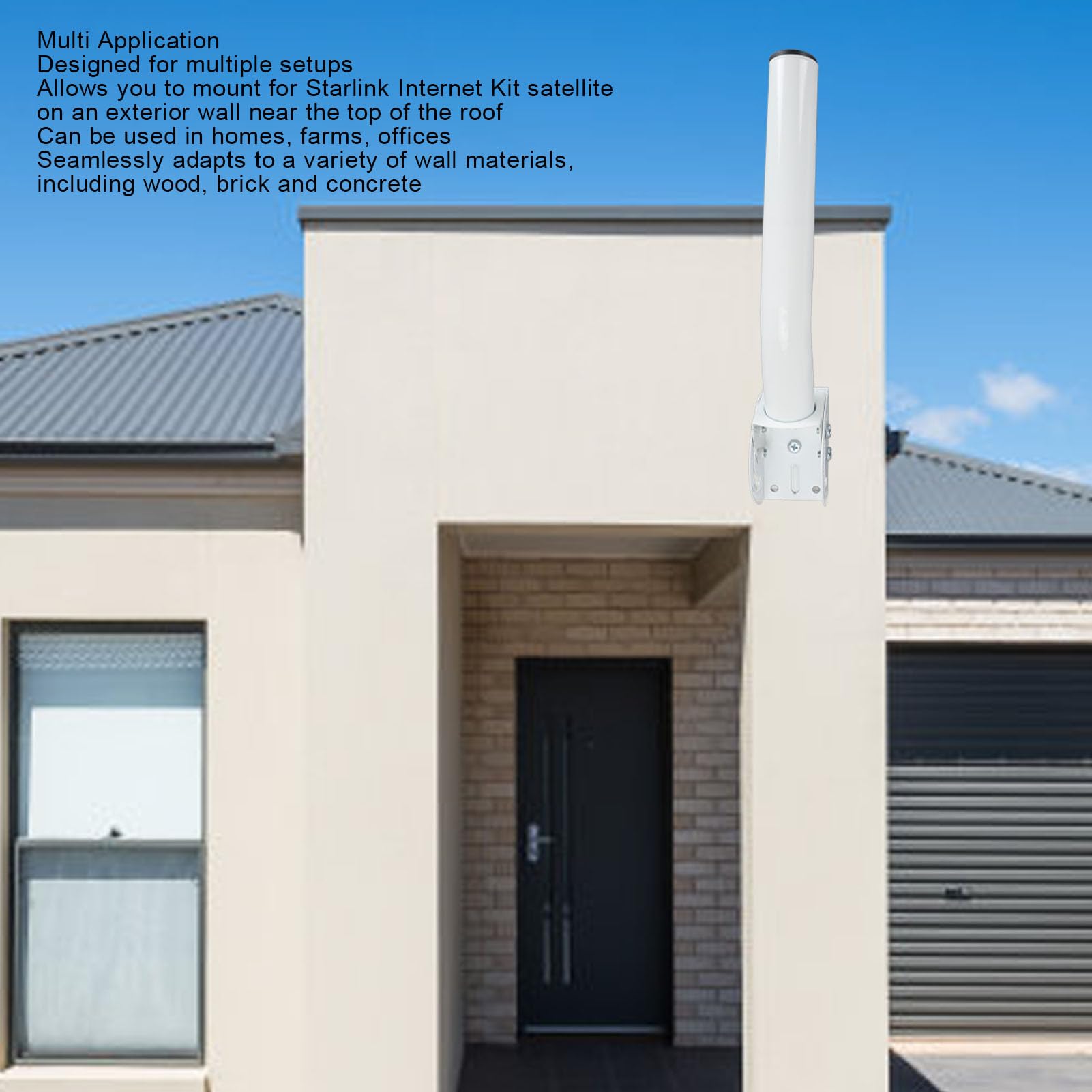 Support De Antenne Rectangulaire V2 Résistant Intempéries Installation Murale Ou sur Poteau Toit Adapté Ferme Maison Angle Réglable 160° Acier Inoxydable