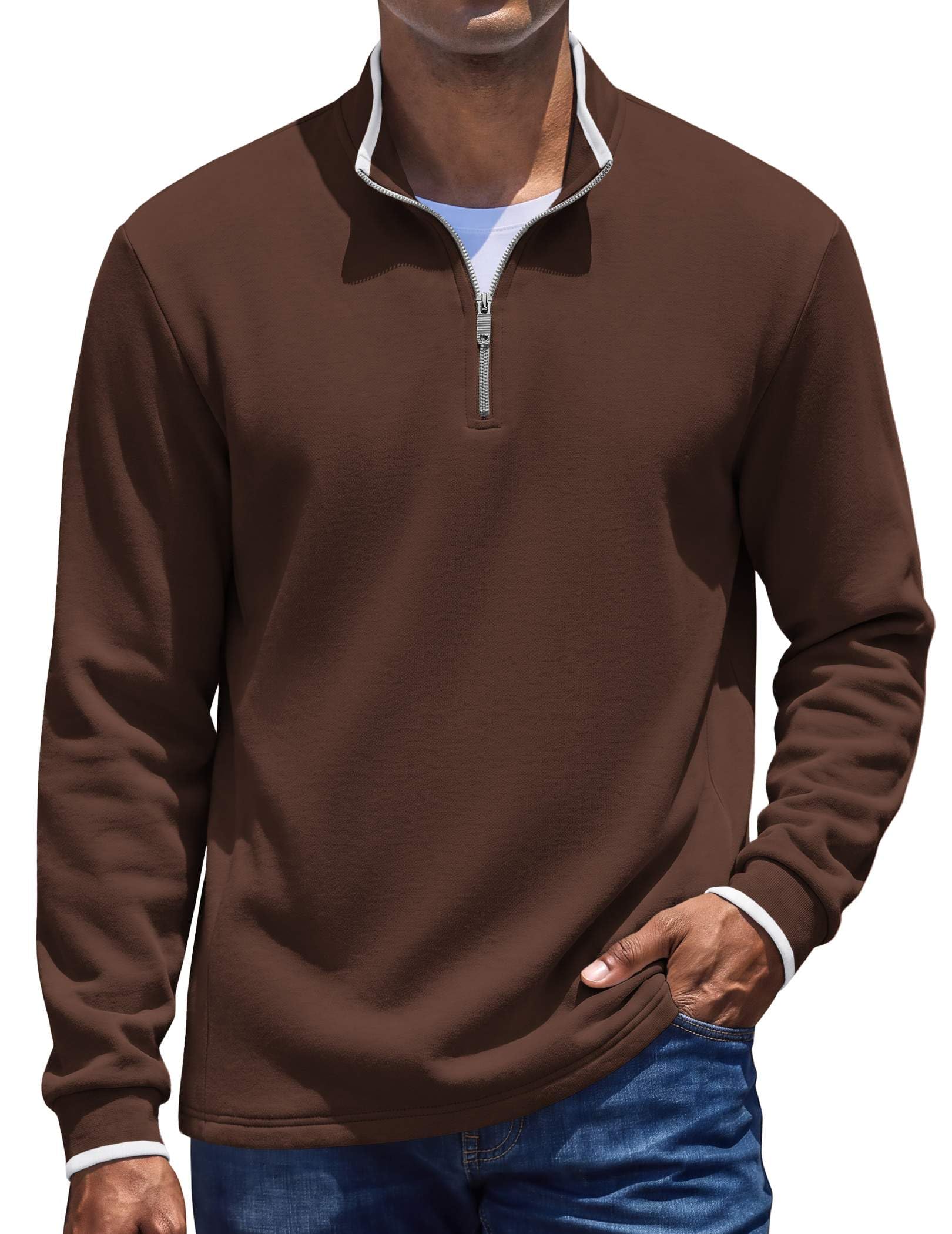 COOFANDY Mens Quarter Zip Pullover Fleece Mock Neck Casual Sweatshirt 2026 | Cotton Blend…