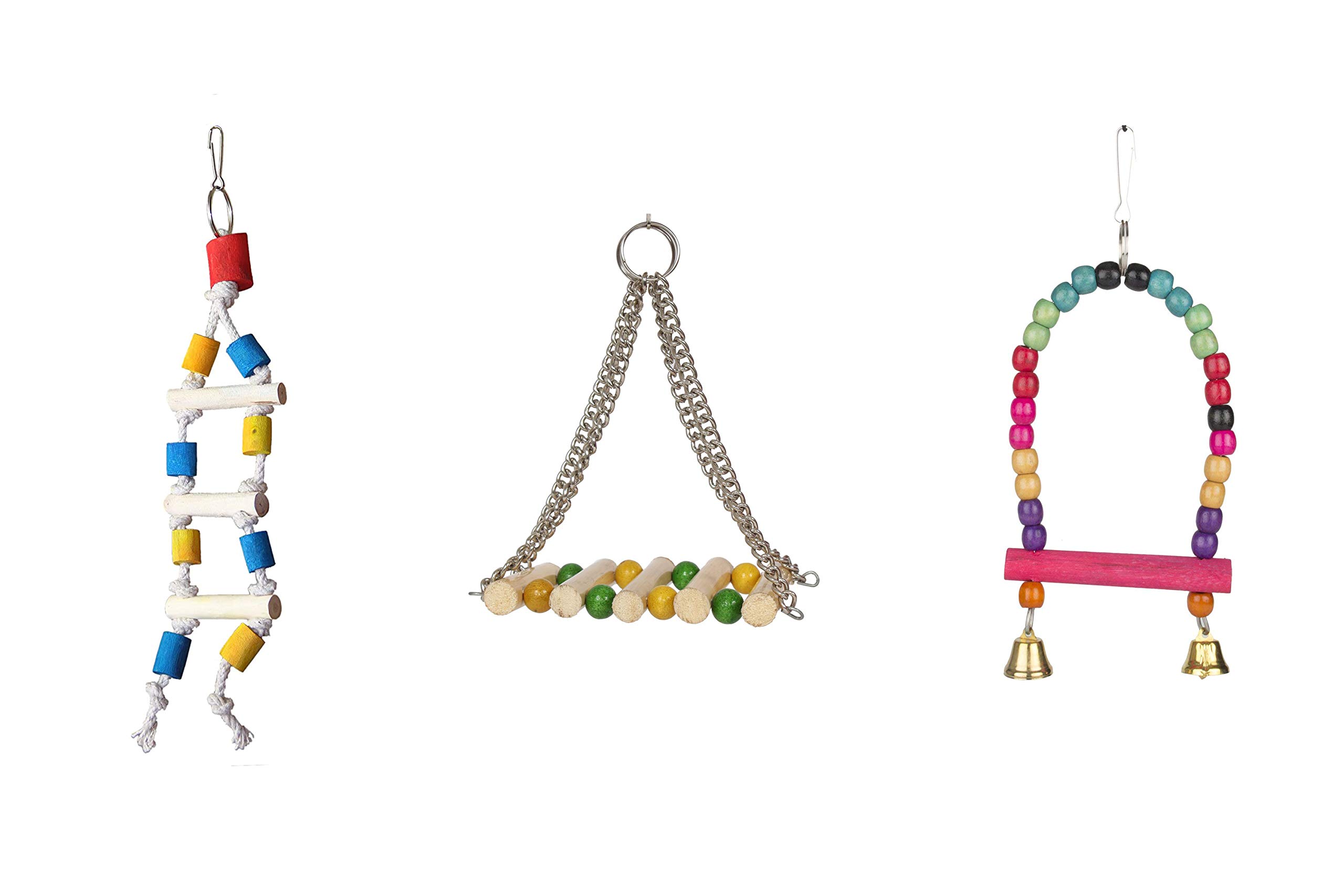 KSK Pet Products Bird Toy Parrot Chewing Toys-Hanging Bell Bird Cage Toys Suitable for Small Parakeets, Cockatiels, Conures, Finches, Budgie, Love Birds(Pack of 3 Bird Swing Toy) (B08V12SYD5) Amazon Price History, Amazon Price Tracker