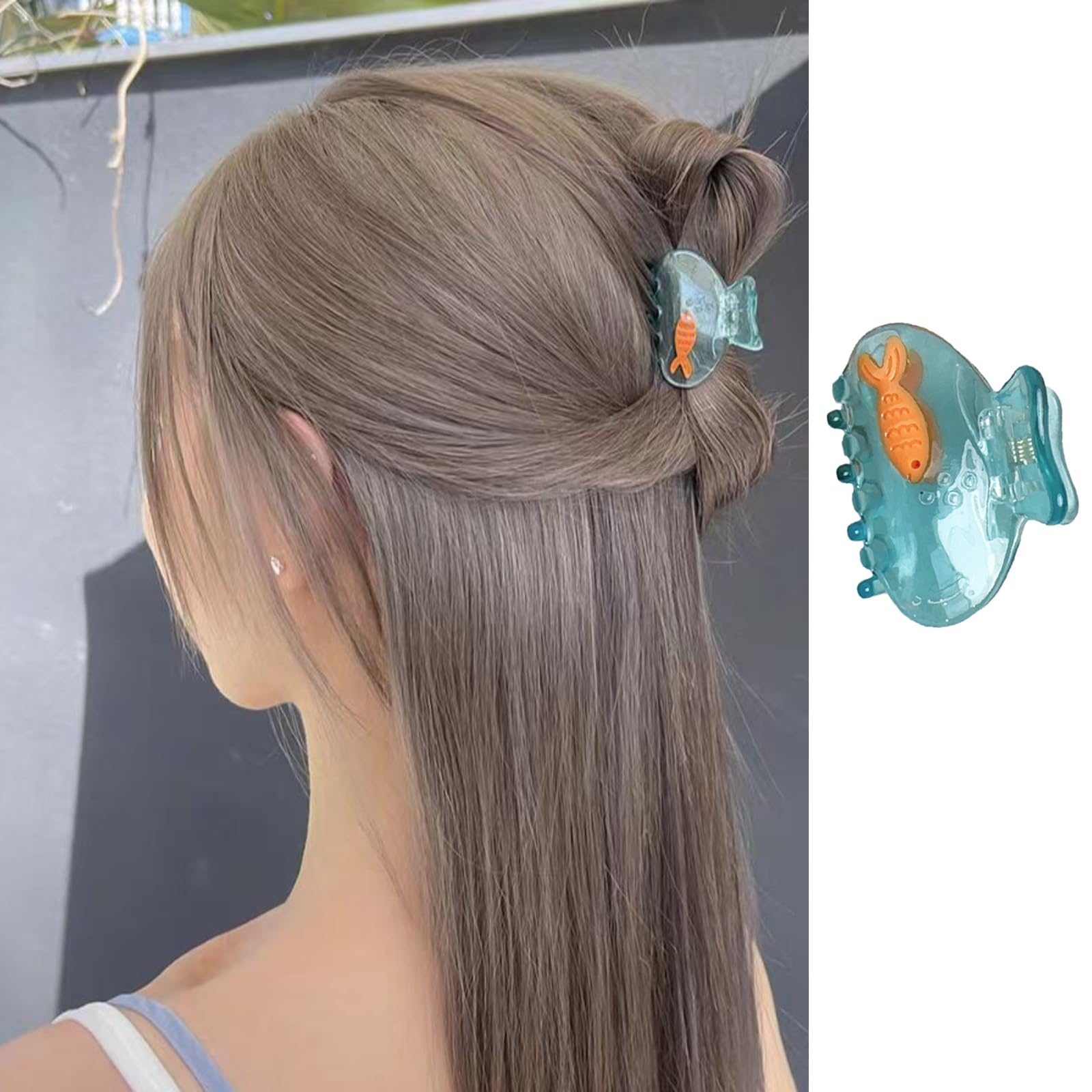 FRUZJAY Goldfish Hair Claw Clips Fishbowl Hair Clips Acrylic Hair Catch Barrette Ocean Bubble Goldfish Hair Accessories Non Slip Strong Hold Hair Jaw