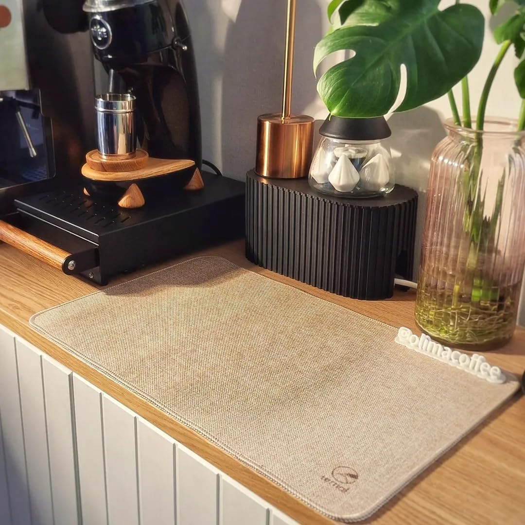 Ternal Harvest Burlap Dish Drying Mat 12×19 in – Absorbent & Waterproof Coffee Bar & Kitchen Counter Protector, Rustic Jute Canvas Fall Décor, Autumn Thanksgiving Kitchen Mat with Non-Slip Backing