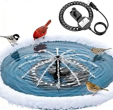 Upgrade Bird Bath Heater De-icer with Fountain Water Pump 200W Heated Bird Baths for Outdoors in Winter Thermostatically Controlled Upgrade 6ft Chew-Proof Cord for Garden Patio Backyard Birdbath Farm