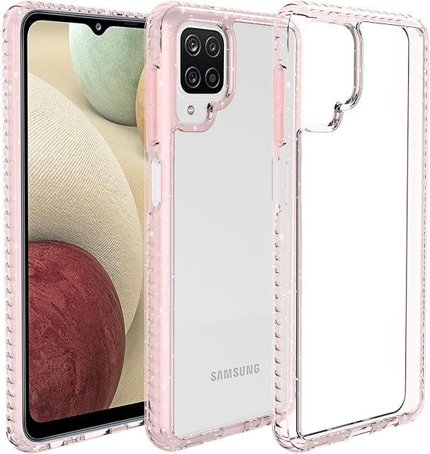 Restoo Compatible with Samsung Galaxy A12 Case,Slim Clear Case with Hard PC Back Flexible Soft TPU Bumper Flame for Samsung Galaxy A12 6.5 inch-Pink