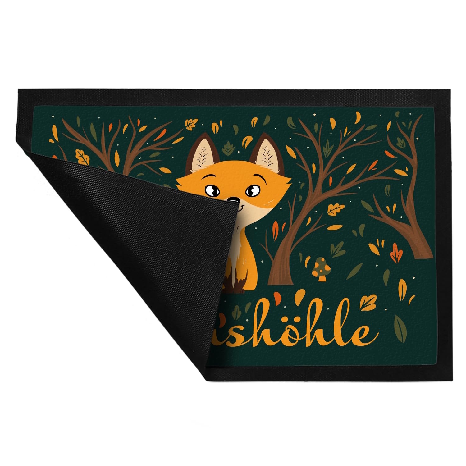 speecheese Fußmatte XXL in 50x75 cm mit niedlichem Fuchs im Wald und Herbst Motiven - Fuchshöhle als Geschenk im Comic Design für Kinder oder Erwachsene die Ihr Zimmer lieben wie eine