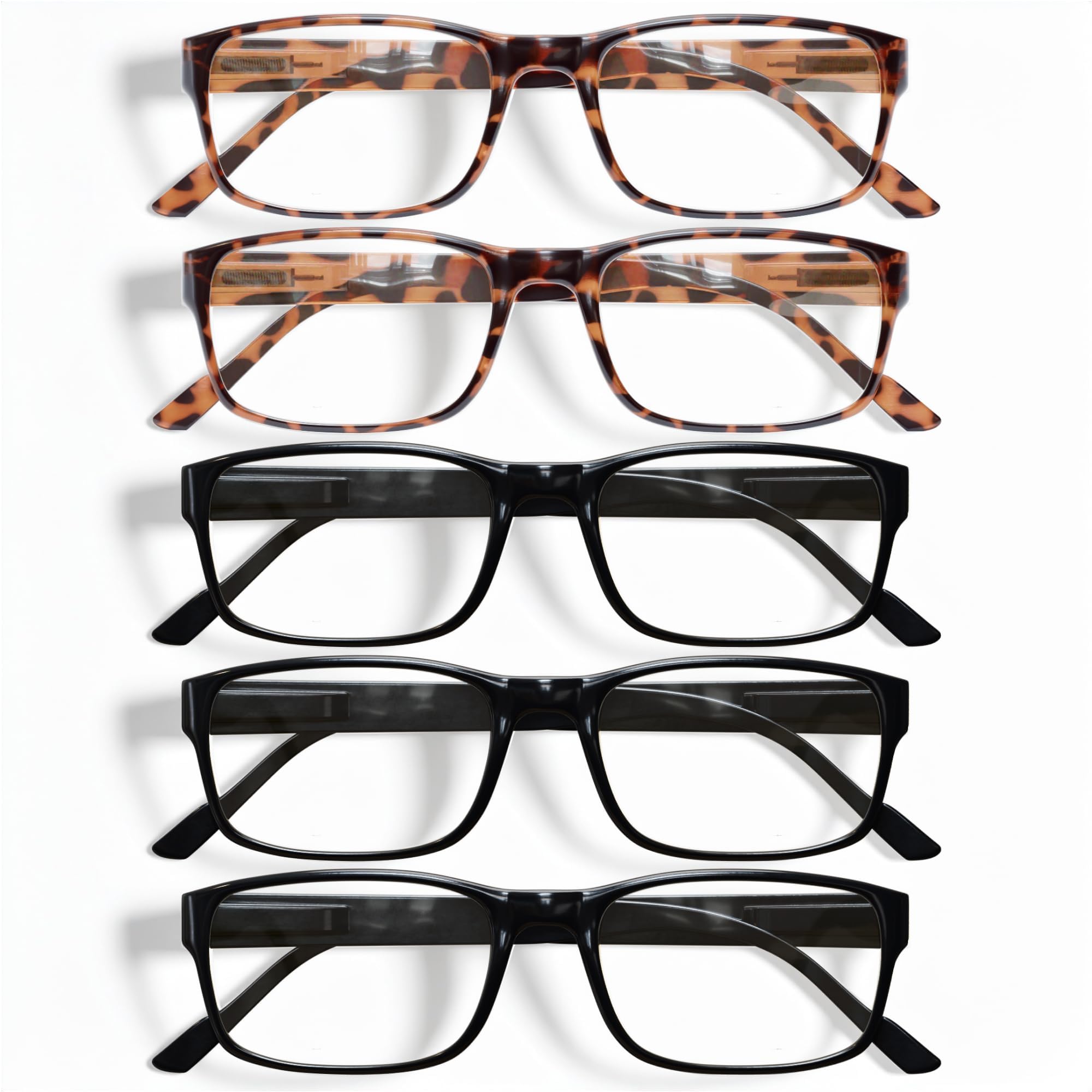 Gaoye 5-Pack Reading Glasses Blue Light Blocking,Spring Hinge Readers for Women Men Anti Glare Filter Lightweight Eyeglasses (I1 turtle mix, 1x)