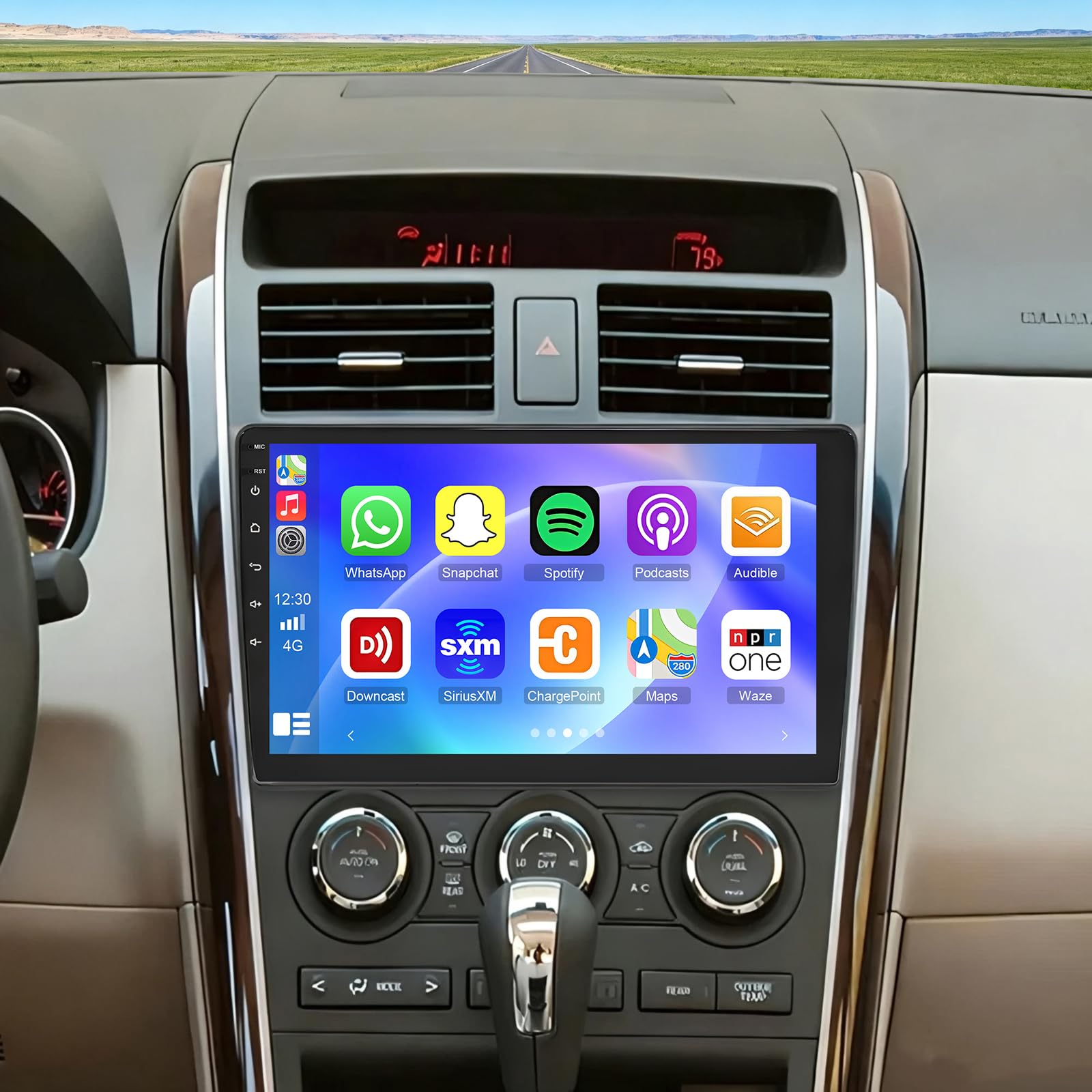 4+64G 2 Din Android 15 Autoradio für Mazda CX-9 2007-2015 mit Carplay Android Auto, 10,1 Zoll Touchscreen Auto Stereo Display Player Radio GPS Navigation Head Unit mit SWC FM Mirror Link Bluetooth