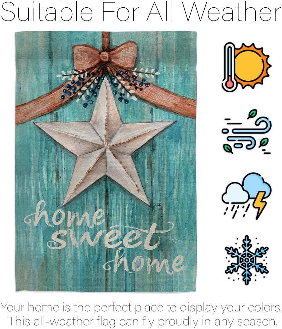 Breeze Decor H100067-BO Welcome White Barn Star Inspirational Sweet Home Decorative Vertical, House Flag 28"x 40", Multi-Color
