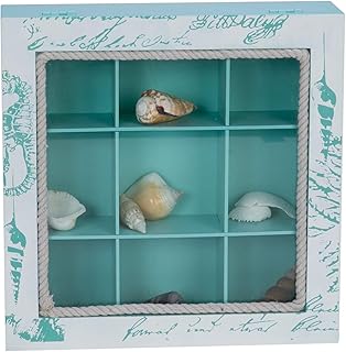 Beachcombers Square Shell Collecting Shadow Box Glass Wood Keepsake Memo...