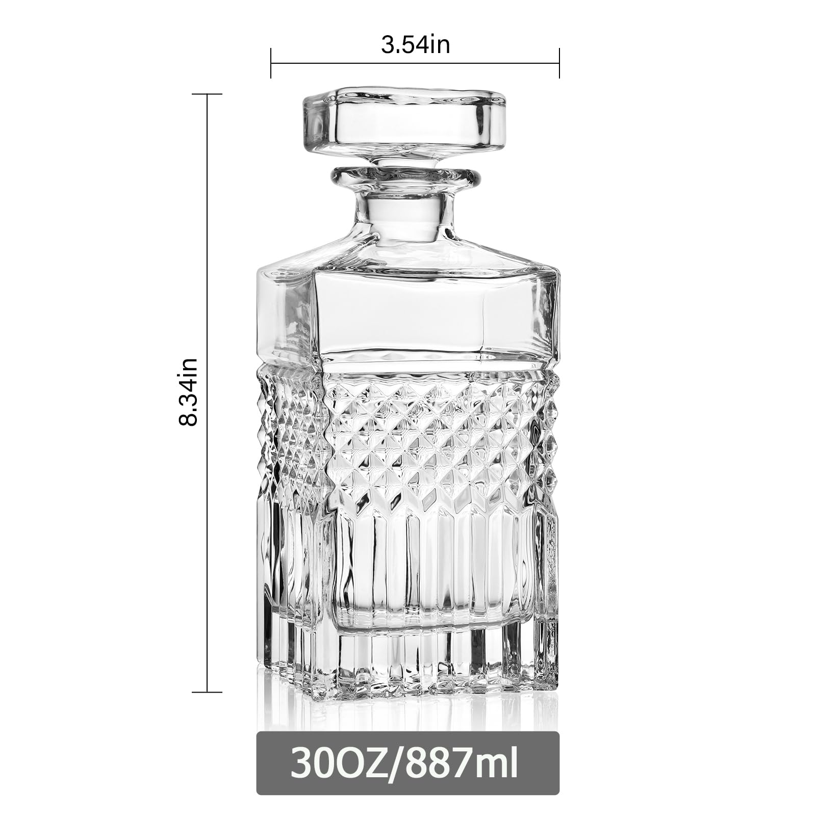 Whiskey Decanter,900ml Non-Lead Crystal Whiskey Decanter with Stopper in Gift Box,Premium Bourbon Decanter,Liquor Decanter for Whiskey,Bourbon,Whiskey Carafe for Men - Image 3